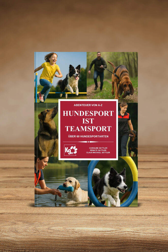 Buch "Hundesport ist Teamsport" - Coveransicht auf Bücherregal