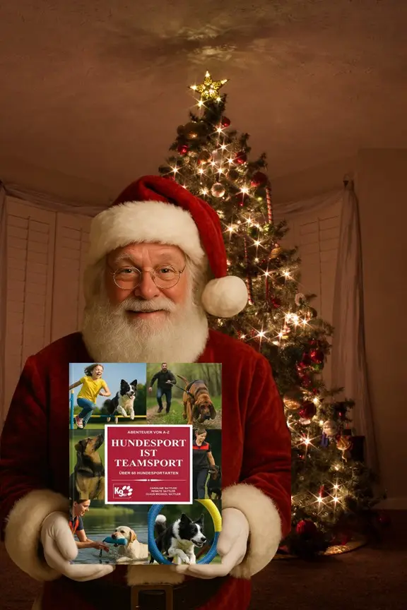 Buch "Hundesport ist Teamsport" - Coveransicht mit Nikolaus Weihnachten