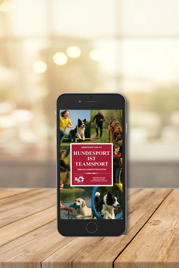 Buch "Hundesport ist Teamsport" - eBook Smartphone auf Tisch