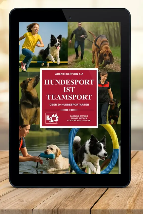 Buch "Hundesport ist Teamsport" - eBook Tablet-PC auf Tisch